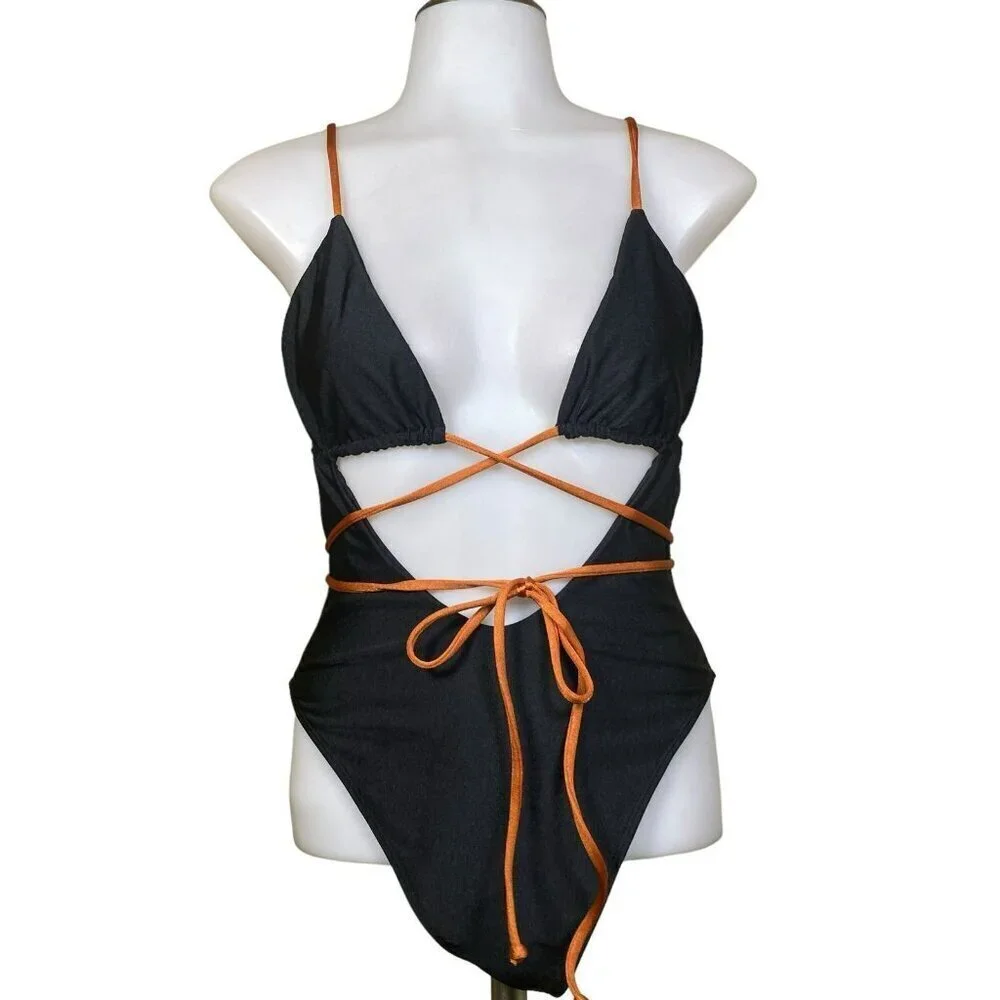 Camila Coelho Angelo One Piece in Black & Camel